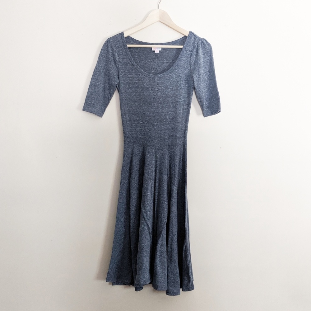 LuLaRoe Blue/Grey Nicole Dress XXS